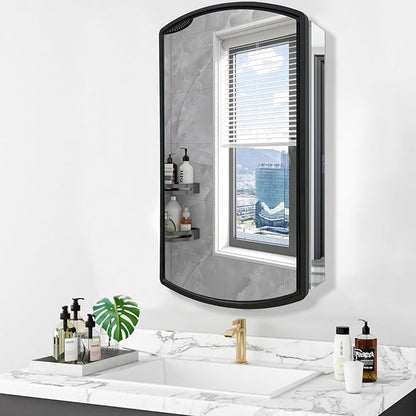 Arched 16" W x 26" H Aluminum Single-Door Bathroom Medicine Cabinet - Image 5