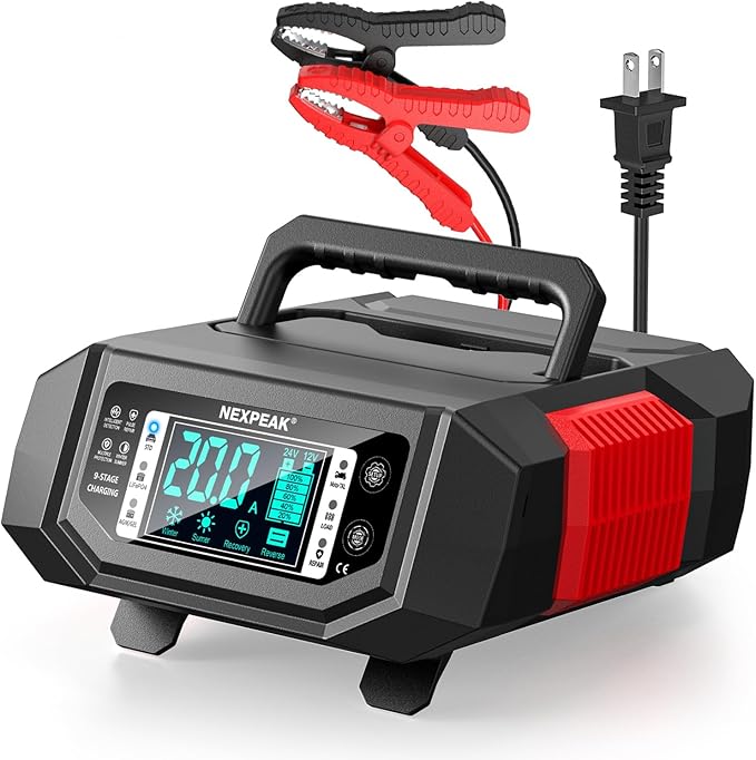 NEXPEAK 1-20A Battery Charger, Trickle Charger Car Battery Charger 12V 24V by NEXPEAK