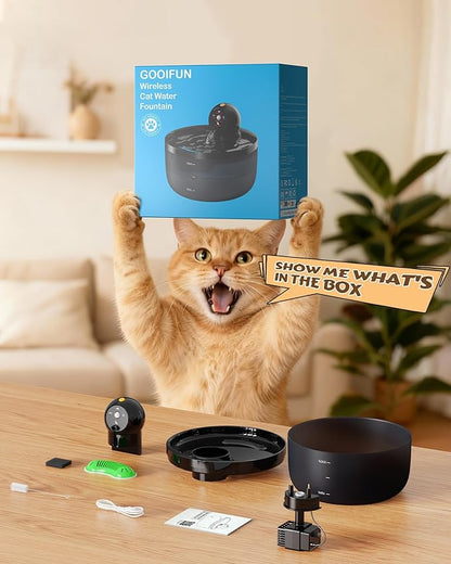 Pet Water Fountain Battery Operated: GOOIFUN Cat Water Fountains - 88oz/2.6L - Image 9