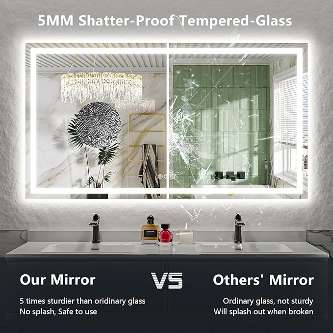 YEELAIT 72x40 Inch LED Bathroom Mirror - Image 6