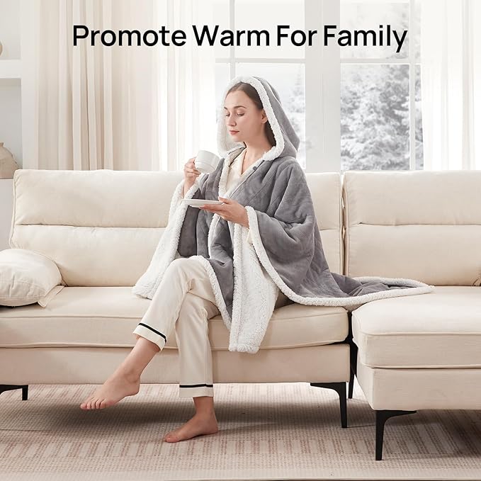 Westinghouse Wearable Heated Throw Blanket, Electric Heated Wrap Poncho Shawl - Image 3
