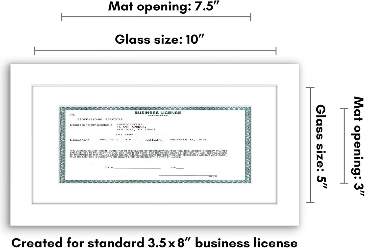 Americanflat 5x10 Document Frame - Matted to 3.5x8 - White | Engineered Wood construction, Shatter-resistant glass, displays certificates, certifications and licenses