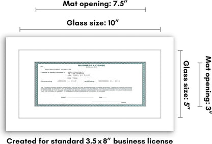 Americanflat 5x10 Document Frame - Matted to 3.5x8 - White | Engineered Wood construction, Shatter-resistant glass, displays certificates, certifications and licenses