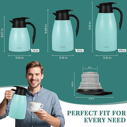 51 Oz Thermal Coffee Carafe, Stainless Steel Insulated Vacuum coffee crafts to - Image 4