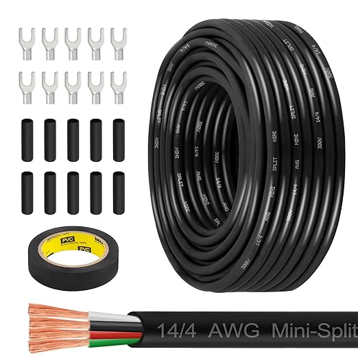 MOOKEERF 14/4 AWG Mini-Split Cable - 50FT 14 AWG 4 Conductor Control Cable 300V by MOOKEERF