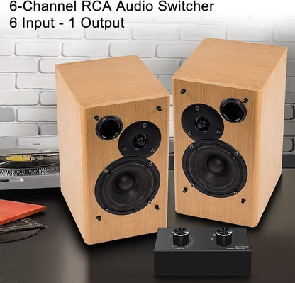6-Way Audio Switcher, Right and Left Channel Stereo Audio Switcher, Plug & Play - Image 4