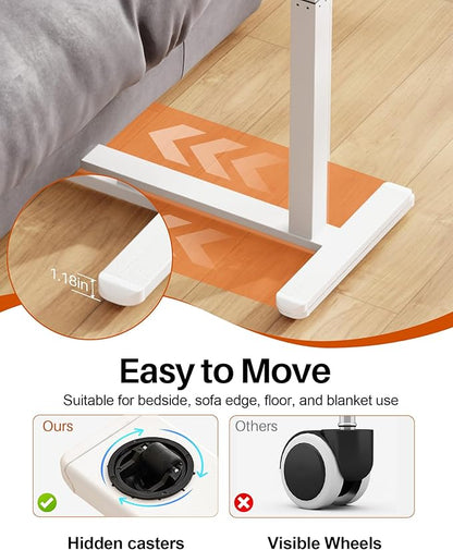 Overbed Table with Wheels, Pneumatic Height Adjustable Overbed Bedside Table - Image 7