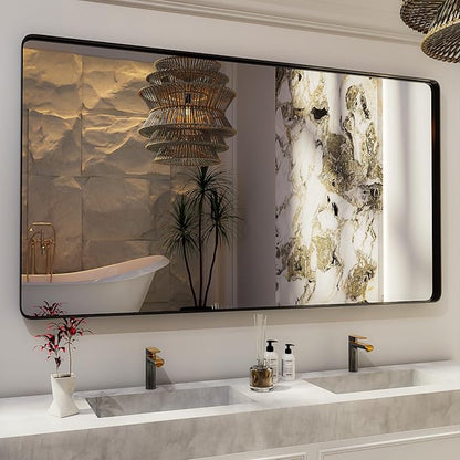 ISKM Black Framed Mirror for Wall 72"x 40", Large Bathroom Mirror Anti-Rust by ISKM-IStillKeepMovin