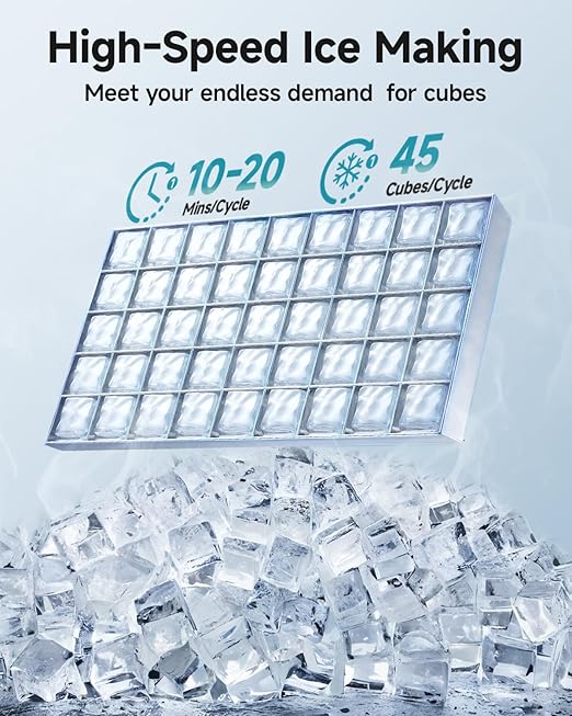 EUHOMY Commercial Ice Maker Machine, 100lbs/24H Stainless Steel Under Counter - Image 3
