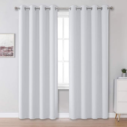DUALIFE Greyish White Curtains for Bedroom Window Treatment 96 Inch Length by DUALIFE