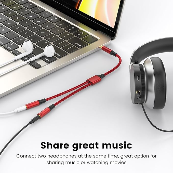 MOSWAG Headphone Mic Splitters Adapter Audio Headphone Connector Mutual - Image 3