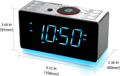 iTOMA Alarm Clock Radio with Bluetooth Speaker, FM Radio, Dual Alarm with Snooze - Image 8