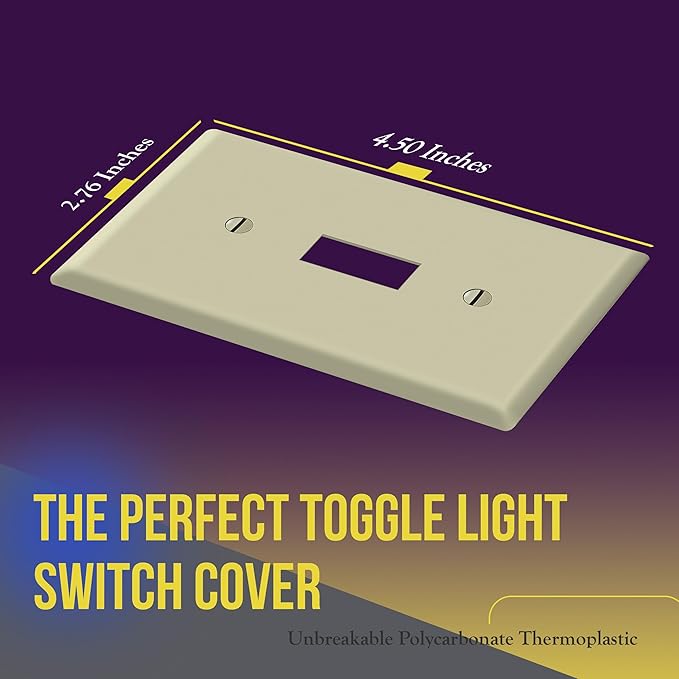 ENERLITES Toggle Light Switch Wall Plate, Gloss Finish, Size 1-Gang 4.50" x - Image 2