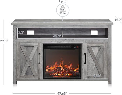 BELLEZE Modern 48" Barn Door Wood TV Stand - Image 7