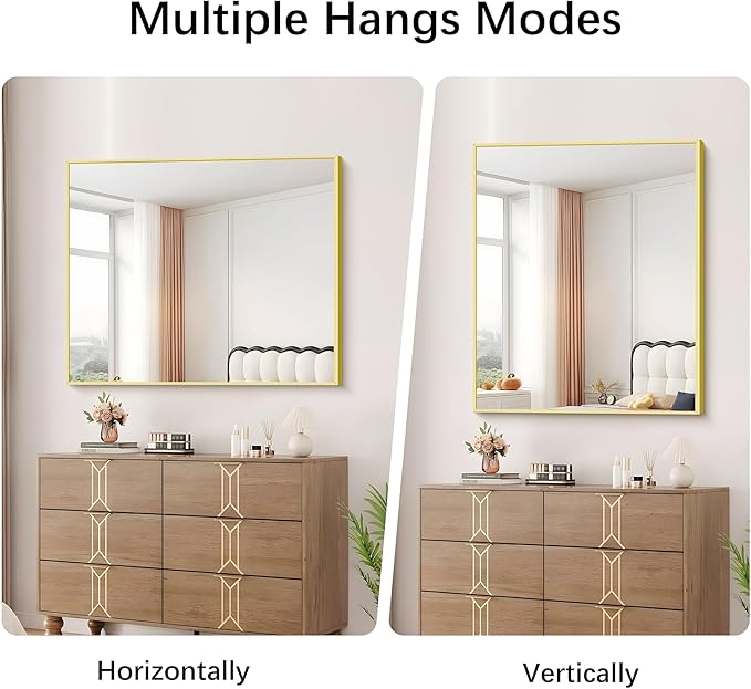 Gold Bathroom Mirror for Wall, 30x36 Inch Rectangle - Image 5