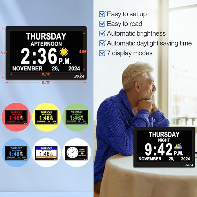 SSYA Dementia Clock for Seniors, Digital Clock - Image 3