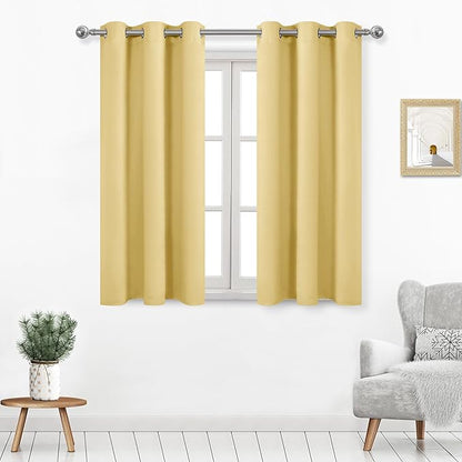 DWCN Light Yellow Blackout Curtains 45 Inches Long, Thermal Room Drakening by DWCN