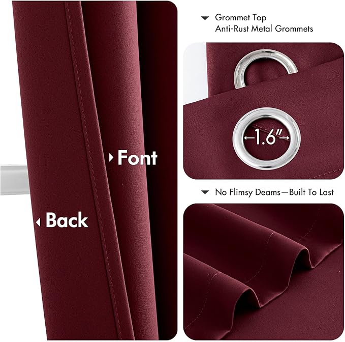 MIULEE Burgundy Red Blackout Curtains - Image 4