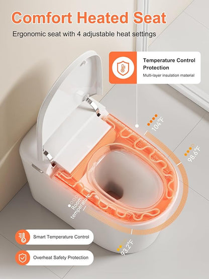 BAYTINA Smart Toilet with ADA Comfort Height Heated Seat, Night Light, Tankless - Image 2