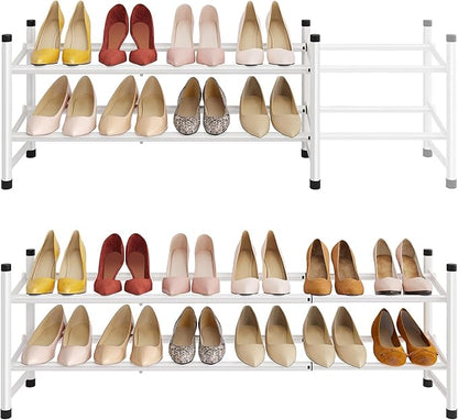 Tajsoon Expandable Shoe Rack for Closet 2 Tier, 28“-41“ Adjustable & Stackable by Tajsoon