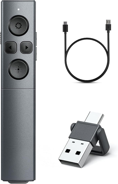 2-in-1 USB Type C Presentation Clicker, Rechargeable Wireless Presenter Remote by NinjaABXY