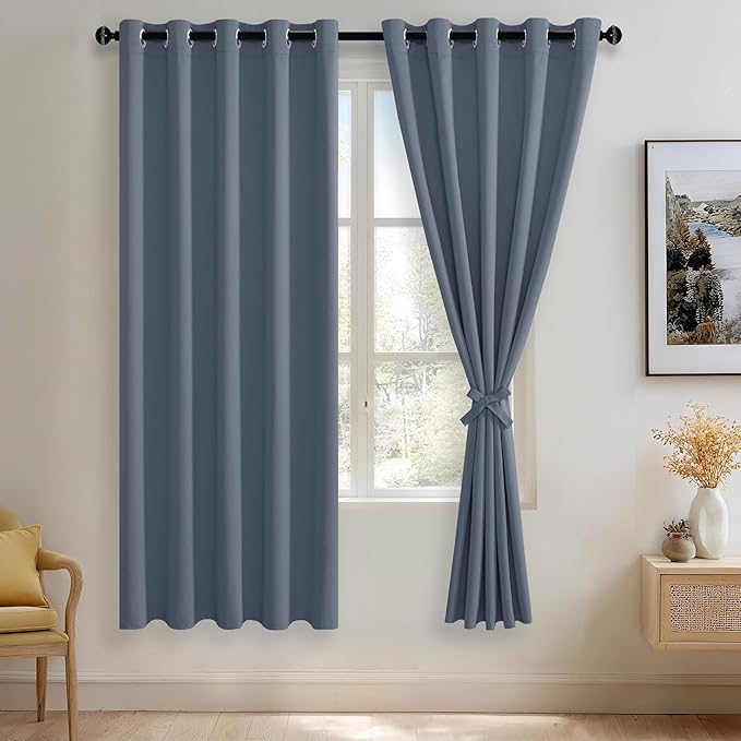 JIUZHEN Dusty Blue Blackout Curtains by JIUZHEN
