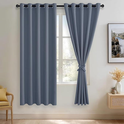JIUZHEN Dusty Blue Blackout Curtains by JIUZHEN