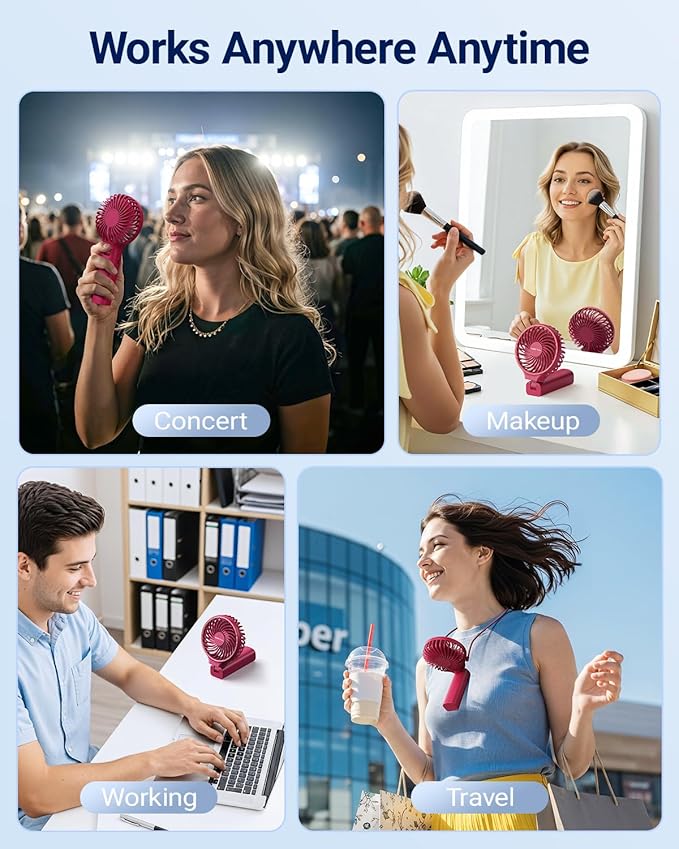 SWEETFULL Handheld Portable Fan, 5000mAh Rechargeable Battery, 6 Speed Wind - Image 5