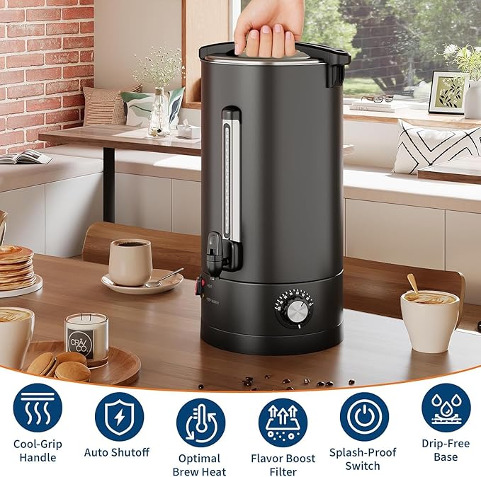 120 Cup Commercial Coffee Urn - 18L/4.8Gal Stainless Steel Electric Coffee Maker - Image 5