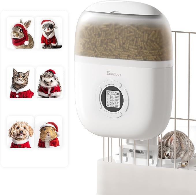 Hanging Rabbit Feeder, Programmable Automatic Pet Feeder by Sandpoy