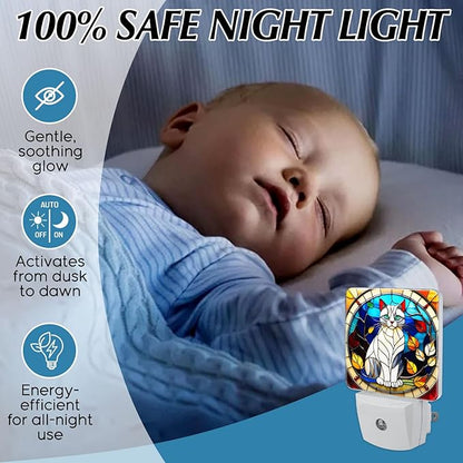 PODMemory Cat Stained Glass Night Lights Plug into Wall - Image 5