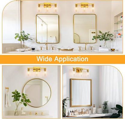 SOPEAS Gold 3-Light Bathroom Vanity Light, Modern Brushed Gold Vanity Lights - Image 5