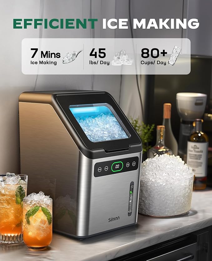 Silonn Nugget Ice Makers Countertop, Timer Pebble Ice Maker - Image 4