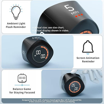 VEWINGL Cube Productivity Timer, 5/10/25/DIY Min Presets + Count-Up Mode - Image 6