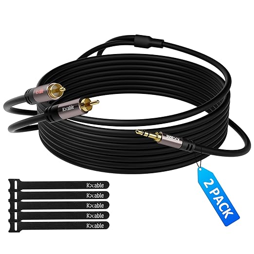 2 Pack 3.5mm to RCA Cable 4FT, Male RCA to Aux Stereo Audio Adapter, Hi-Fi by Kxable
