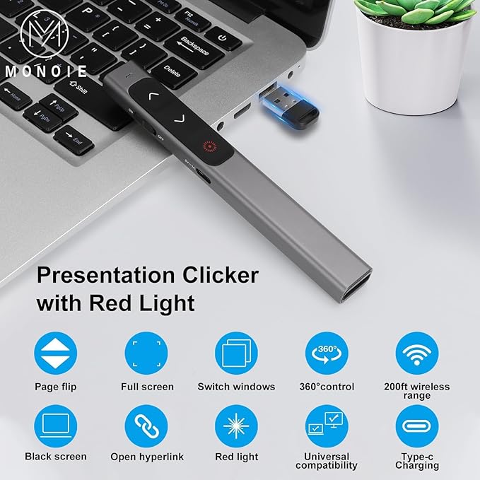 M Monoie Wireless Presenter, Laser Pointer Clicker - Image 5