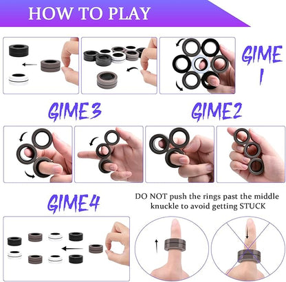 Cevioce 9 PCS Magnetic Ring Fidget Toys Set, ADHD Anxiety Magnetic Finger - Image 5