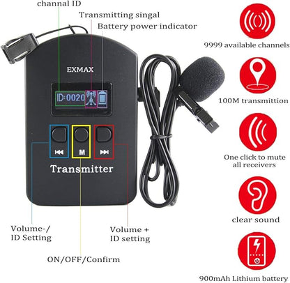 EXMAX® EXD-6824 Handfree 2.4G Wireless Tour Guide System 9999 Channels - Image 8