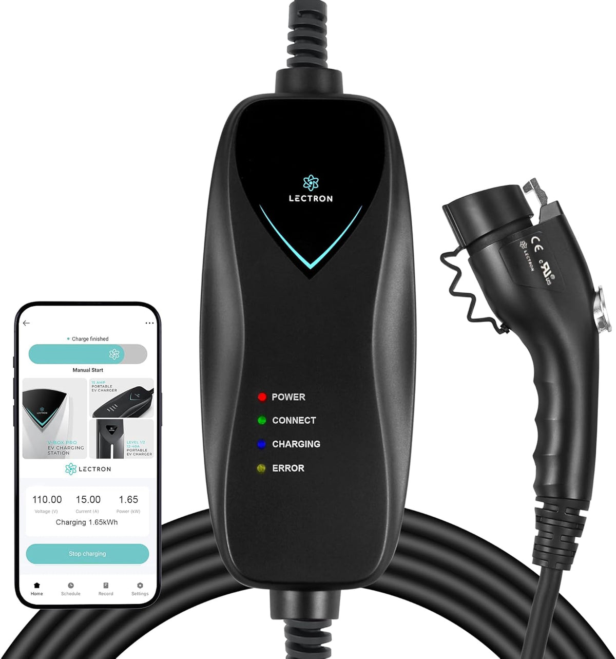lectron level 1 j1772 charger (wifi version), main product view