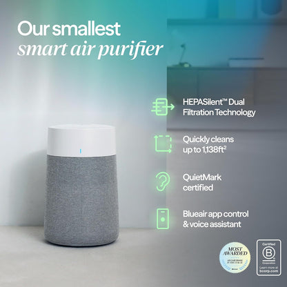 blueair air purifiers for home bedroom dorm up shown in use