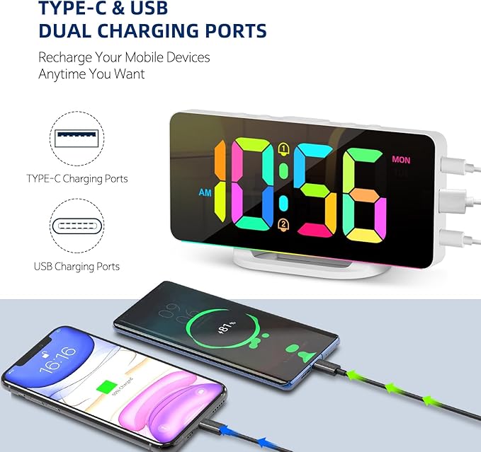 Hournor Digital Alarm Clock, LED Digital Clock - Image 5