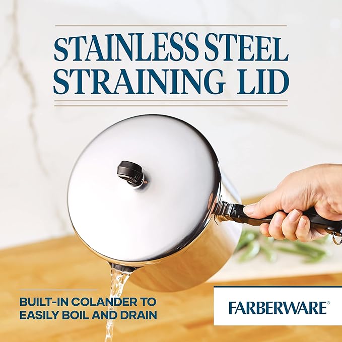 Farberware Classic Stainless Steel 3-Quart Covered Straining Saucepan - Image 4