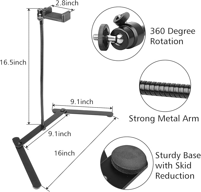 Photo Copy Pico Projector Stand, Chromlives Overhead Tripod Video Stand - Image 2