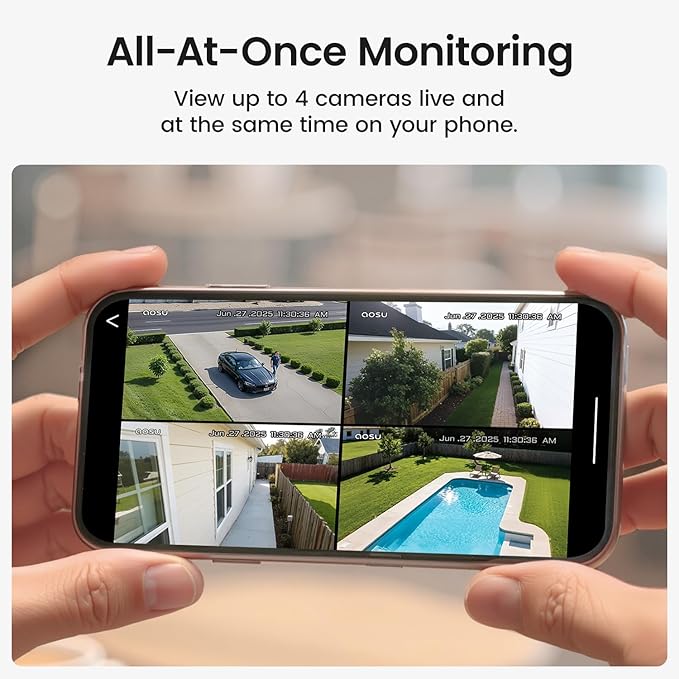 aosu Security Cameras Wireless Outdoor, 6-Cam Kit, No Subscription, - Image 3