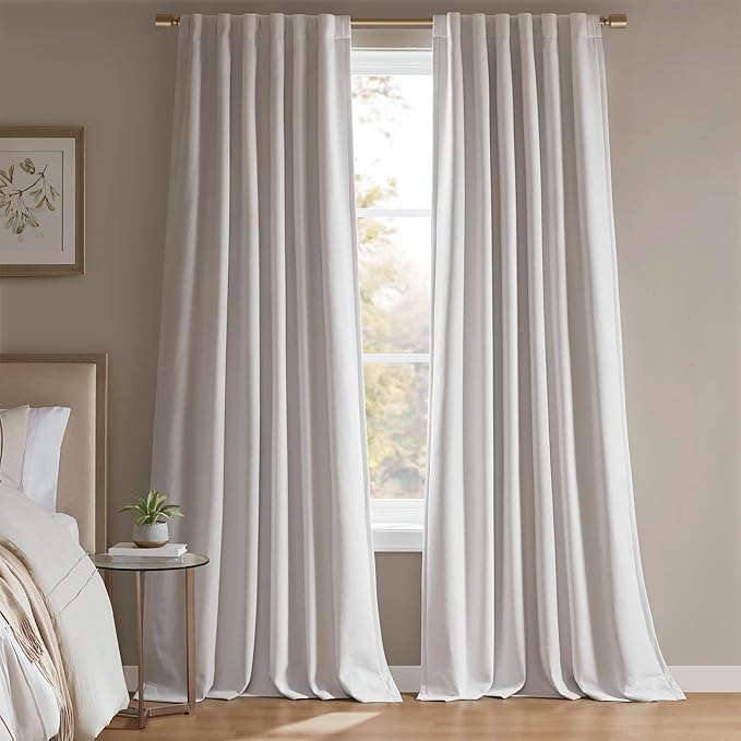 Madison Park Karien 100% Blackout Curtains 52x84 – White, 2-Layer Noise by MADISONPARK