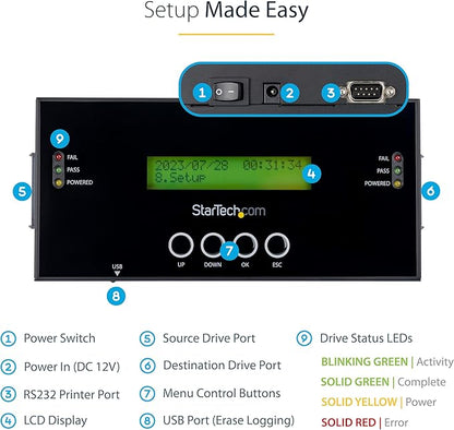 StarTech.com 1:1 Standalone Hard Drive Duplicator and Eraser, SAS/SATA HDD/SSD - Image 4