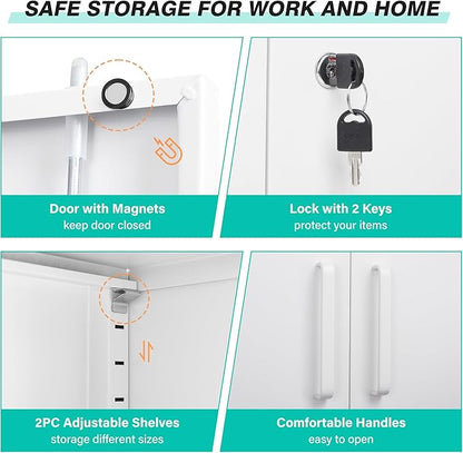 SISESOL White Metal Storage Cabinet - Image 6