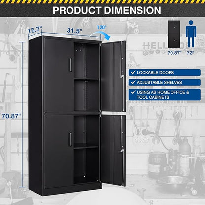 71” Metal Storage Cabinet-Lockable File Garage Tool Cabinets - Image 3