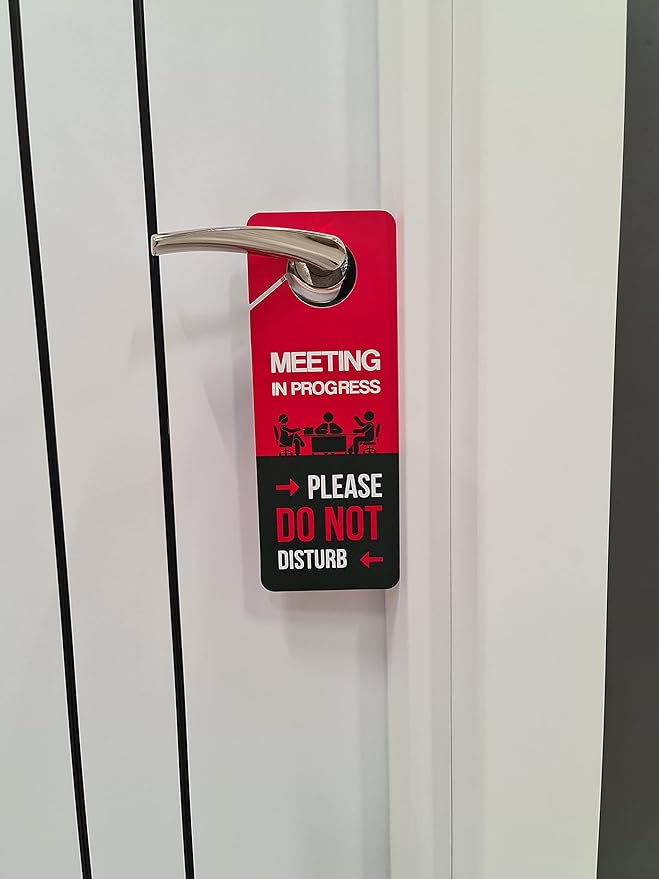 Business Design, Meeting In Progress Do Not Disturb Door Hanger Sign, 2 Pack - Image 8