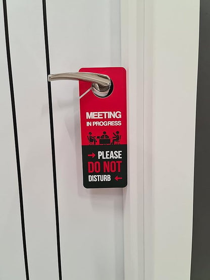 Business Design, Meeting In Progress Do Not Disturb Door Hanger Sign, 2 Pack - Image 8